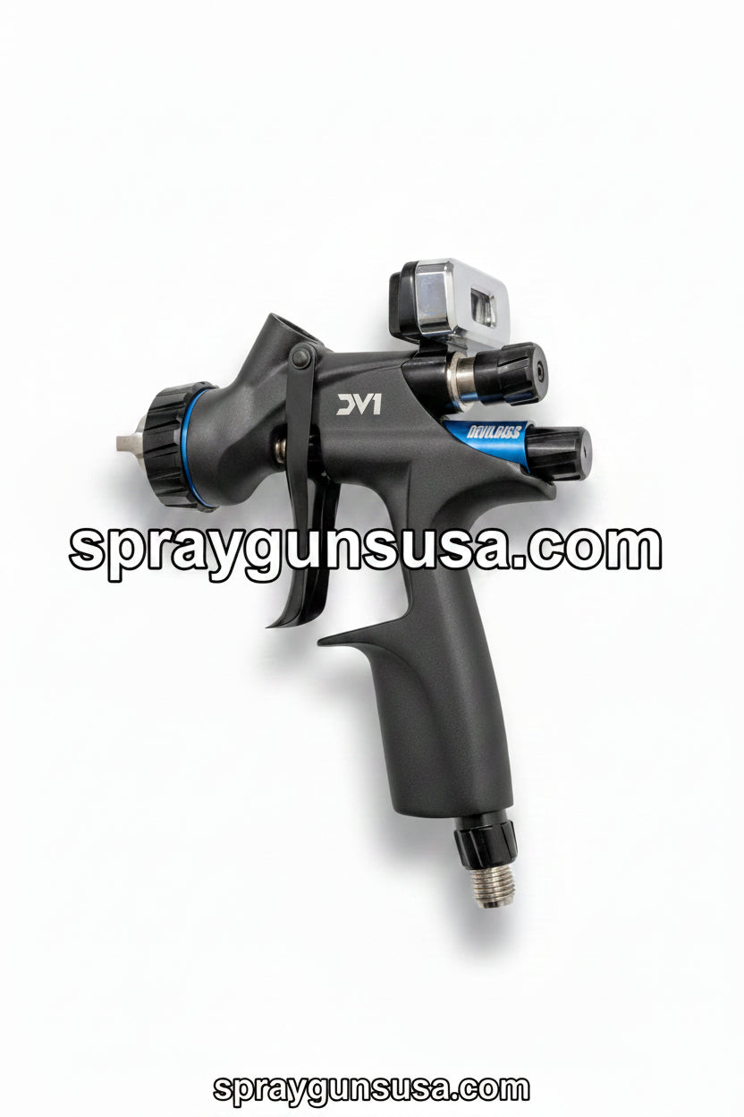DevilBiss® 704504 DV1-B PLUS HVLP Uncupped Basecoat Spray Gun, 1.2, 1.3, 1.4 mm Nozzle, HVLP Uncupped